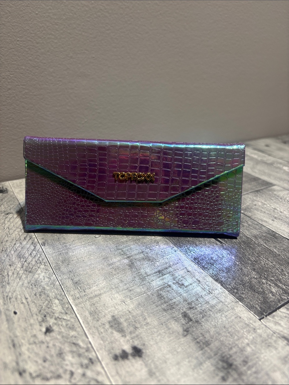 TopFoxx Green/Purple Foldable Holographic Sunglass Case